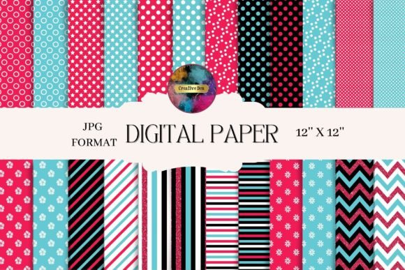 Download Pink, Blue and Black Patterned Paper - Blue Collection