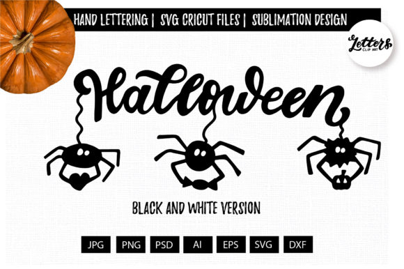 Download Halloween Phrase with Black Spiders - Premium Resources