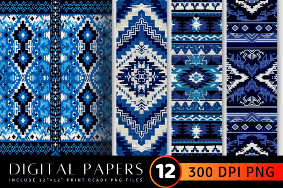 Download Western Blue Embroidery Aztec Knitted Di - Blue Collection