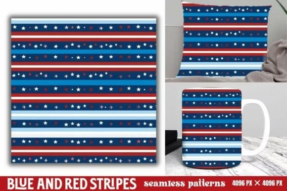 Download Blue and Red Stripes Seamless Pattern - Blue Collection
