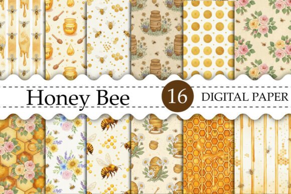 Download Honey Bee Digital Paper Vintage Spring - Bee Collection