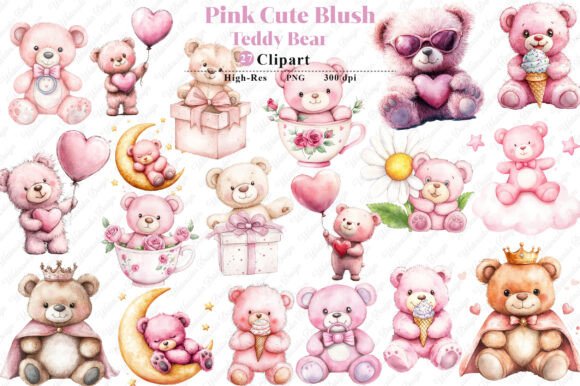 Download Watercolor Pink Cute Blush Teddy Bear - Premium Resources