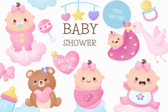 Download Baby Shower Girl Watercolor New Born - Baby shower girl Collection