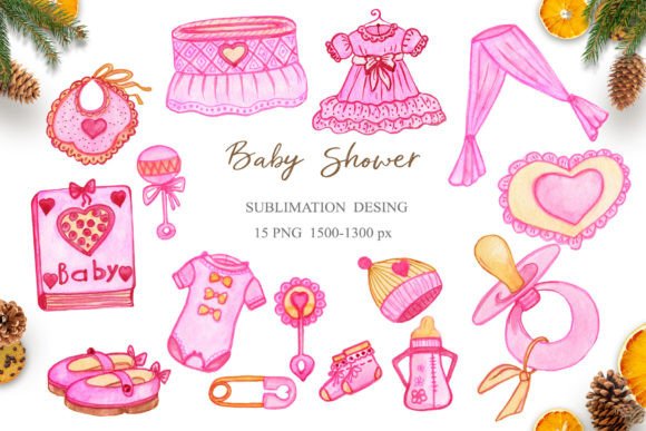 Download Watercolor Clipart Baby Shower Girl Joy. - Baby shower girl Collection