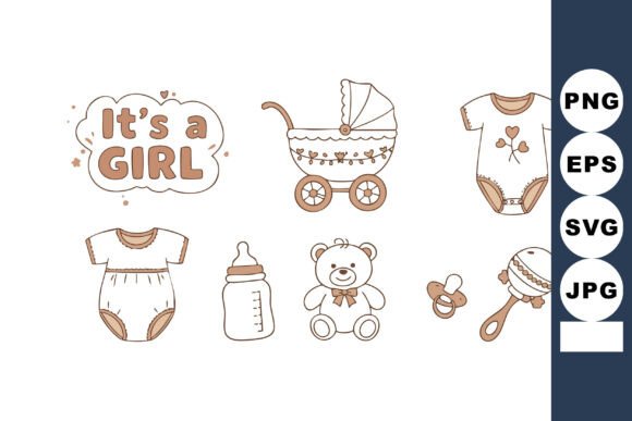 Download Baby Shower Girl Theme Vector Set with S - Baby shower girl Collection