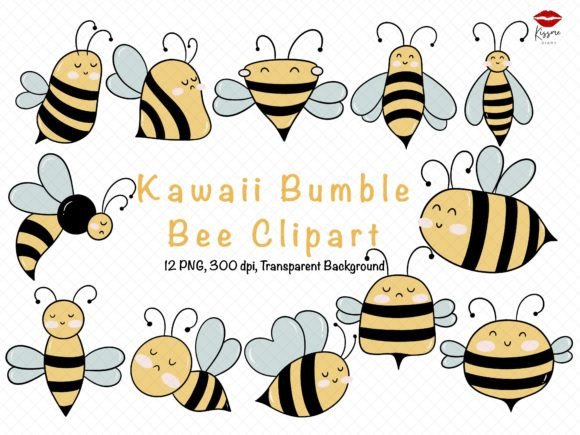 Download Kawaii Bumble Bee Clipart PNG - Bee Collection
