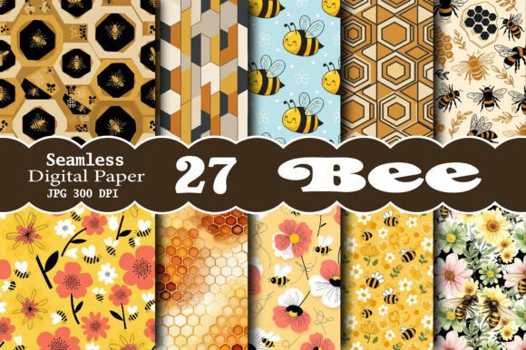 Download Bee Digital Paper Pack - Seamless - Bee Collection