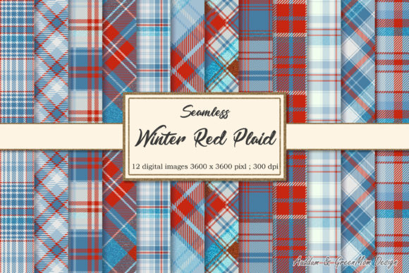 Download Blue and Red Winter Plaid Paper Digital - Blue Collection