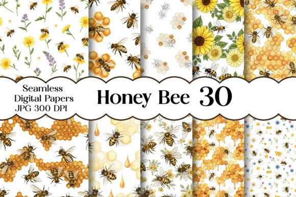 Download Honey Bee Digital Paper Bundle - Bee Collection
