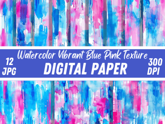 Download Watercolor Vibrant Blue Pink Patterns - Blue Collection