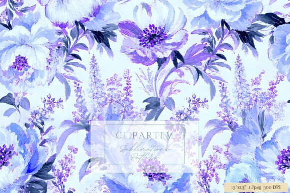 Download Purple Blue Floral Sublimation Pattern - Blue Collection