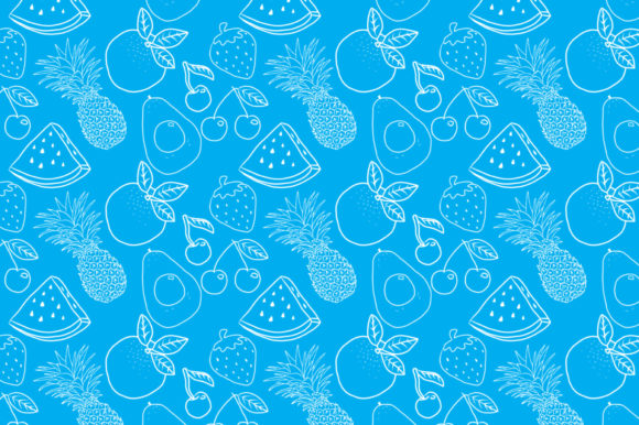 Download Fruits Pattern Blue Background Design - Blue Collection