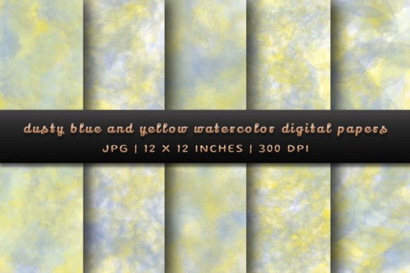 Download Dusty Blue and Yellow Digital Papers - Blue Collection