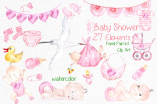 Download Watercolor Baby Shower Girl Clipart Stork Clipart - Baby shower girl Collection