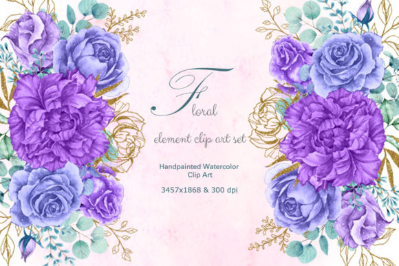 Download Bunch of Purple Blue Peony, Roses - Blue Collection