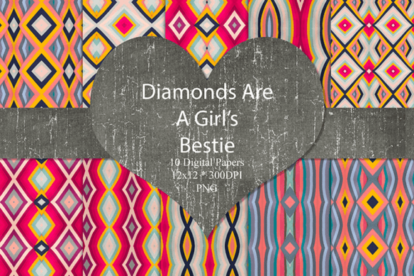 Download Pink &amp; Pastel Blue BoHo Diamond Papers - Blue Collection