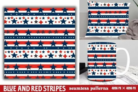 Download Blue and Red Stripes Seamless Pattern - Blue Collection