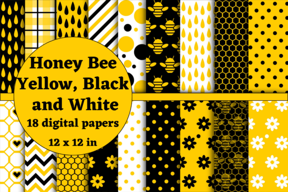 Download Yellow and Black Honey Bee Digital Paper - Bee Collection