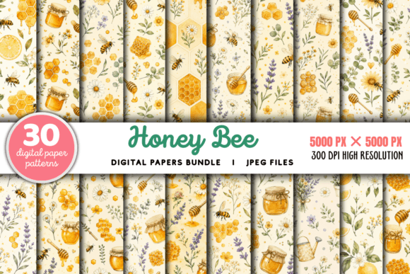 Download Honey Bee Digital Paper Bundle - Bee Collection