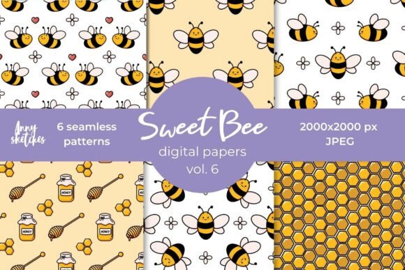 Download Bee Digital Paper Cute Summer Papers - Bee Collection