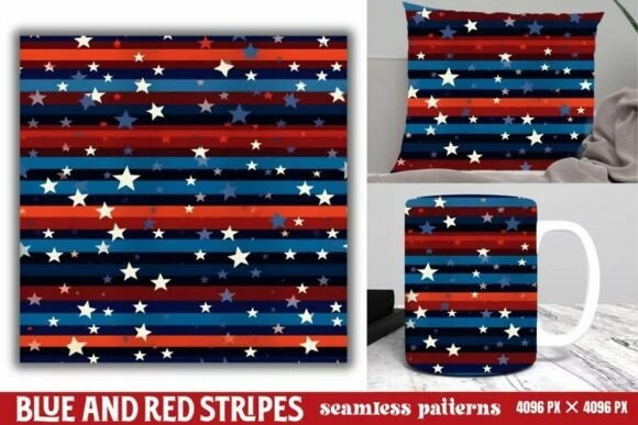 Download Blue and Red Stripes Seamless Pattern - Blue Collection