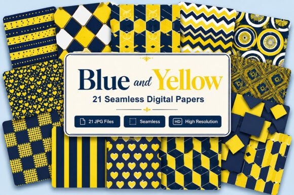 Download Blue and Yellow Digital Papers - Blue Collection