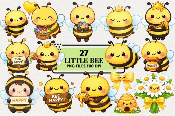 Download Kawaii Little Bee Clipart Bundle - Bee Collection