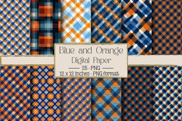Download Blue and Orange Plaid Patterns - Blue Collection