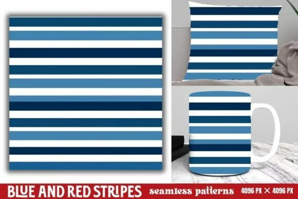 Download Blue and Red Stripes Seamless Pattern - Blue Collection