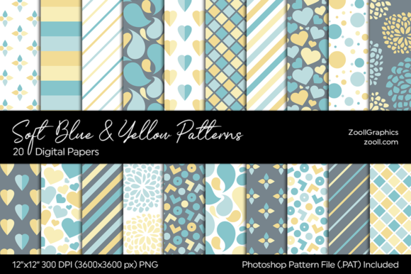 Download Soft Blue and Yellow Digital Papers - Blue Collection