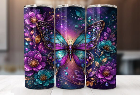 Download Purple Blue Butterfly 20oz Tumbler Wrap - Premium Resources