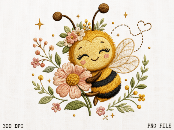 Download Happy Bee Floral PNG | Cute Bumble Bee C - Bee Collection