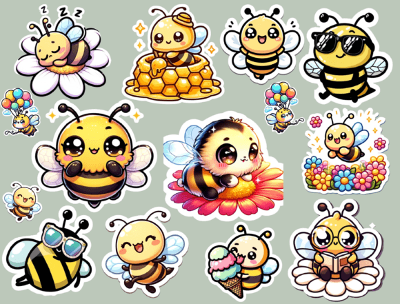 Download Kawaii Cute Bee Stickers - Bee Collection