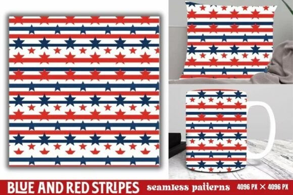 Download Blue and Red Stripes Seamless Pattern - Blue Collection